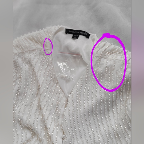 NWOT! Boston Proper Bright White Cardigan Pearl Embellished Women's Top Medium - Picture 9 of 16